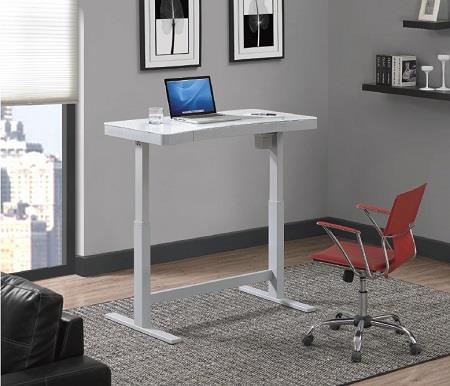 TwinStar | Askford Curved White Adjustable Height Desk
